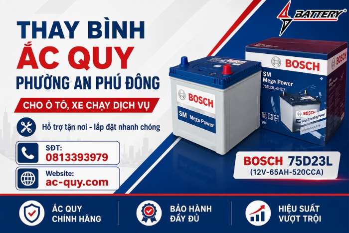Thay Bình Ắc Quy Phường An Phú Đông Cho Ô Tô, Xe Chạy Dịch Vụ