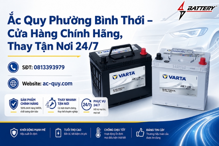 Ắc Quy Phường Bình Thới – Cửa Hàng Chính Hãng, Thay Tận Nơi 24/7