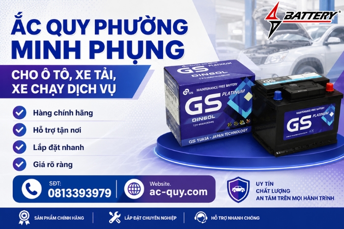 Ắc Quy Phường Minh Phụng Cho Ô Tô, Xe Tải, Xe Chạy Dịch Vụ