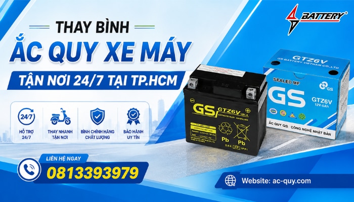 Dịch Vụ Thay B&igrave;nh Ắc Quy Xe M&aacute;y Tại TP.HCM